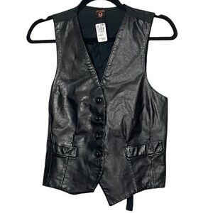 Vintage Black Leather vest‎ Small Medium